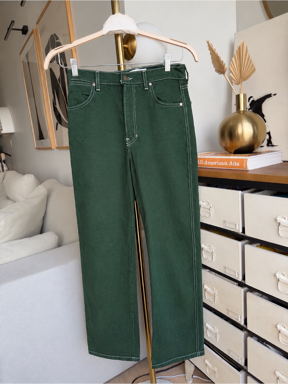 Reformation Cowboy High Rise Straight Jeans – Emerald Green – Size 26